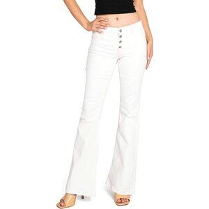 Tinsel Juniors Mid Rise White Denim Flare Jeans NWT